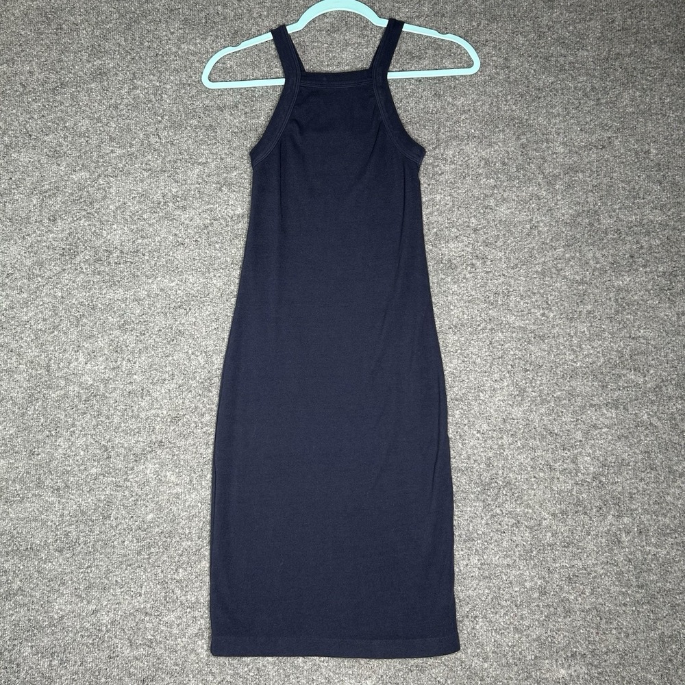Stateside Ribbed High Neck Midi Dress‎ Size Xs Navy Blue